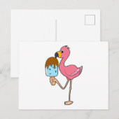 Flamingo mit Eisstiel Postkarte (Vorne/Hinten)