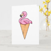 Flamingo mit Eiswaffel Karte (Gelbe Blume)