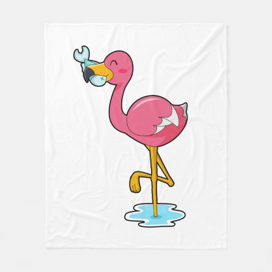 Flamingo mit Fisch Fleecedecke (Vorderseite)