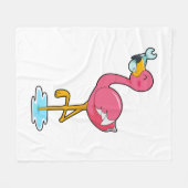 Flamingo mit Fisch Fleecedecke (Vorderseite (Horizontal))