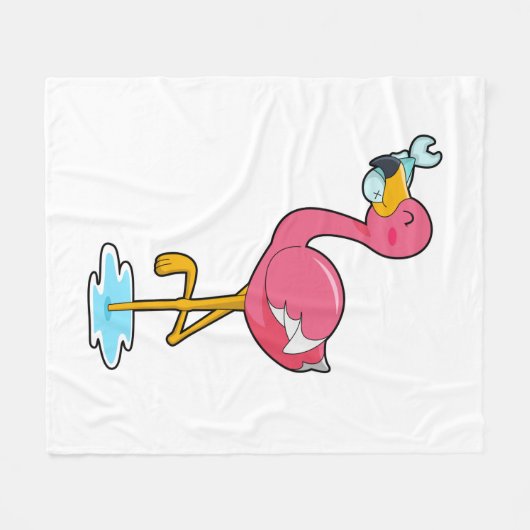 Flamingo mit Fisch Fleecedecke (Vorderseite (Horizontal))
