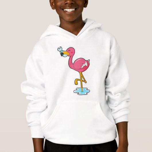 Flamingo mit Fisch Hoodie (Vorderseite)