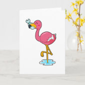 Flamingo mit Fisch Karte (Gelbe Blume)