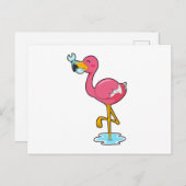 Flamingo mit Fisch Postkarte (Vorne/Hinten)
