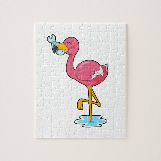 Flamingo mit Fisch Puzzle (Vertikal)