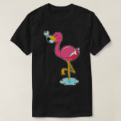 Flamingo mit Fisch T-Shirt (Design vorne)