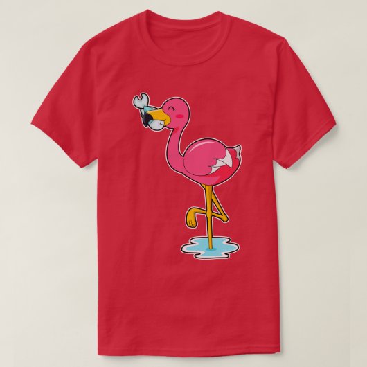 Flamingo mit Fisch T-Shirt (Design vorne)
