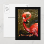 Flamingo mit "flamingo" rosa Text Postkarte (Vorne/Hinten)