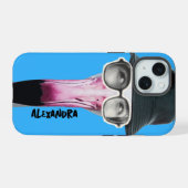 Flamingo mit Funky Glasses, einzigartiges Tier iPhone 15 Hülle (Rückseite (Horizontal))