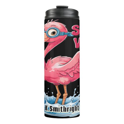Flamingo mit Goggles Bleibe Thermosbecher (Vorderseite)