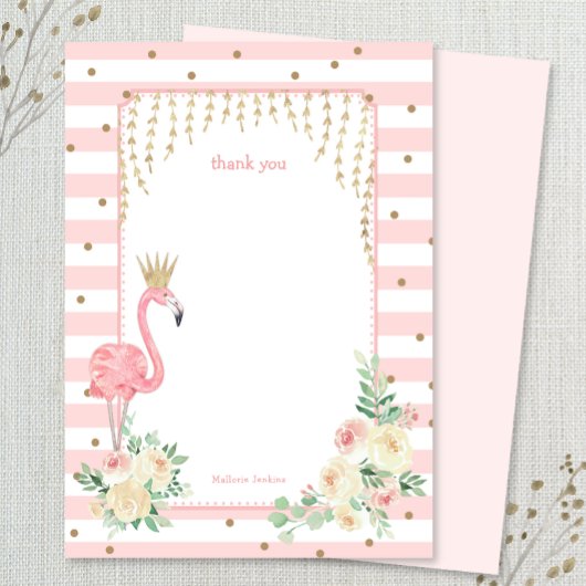 Flamingo mit Goldkrone danke Ihnen Karte
