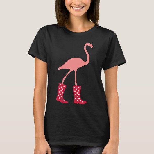 Flamingo mit Gummistiefeln T-Shirt (Vorderseite)
