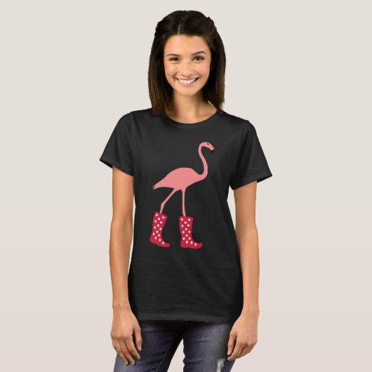 Flamingo mit Gummistiefeln T-Shirt (Vorne ganz)