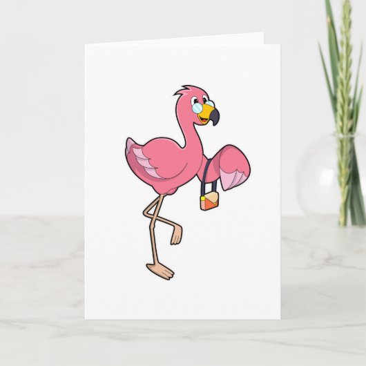 Flamingo mit Handtasche Karte (Vorderseite)