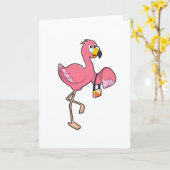 Flamingo mit Handtasche Karte (Gelbe Blume)