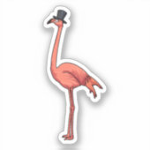 Flamingo mit Hat Aufkleber (Vorderseite)