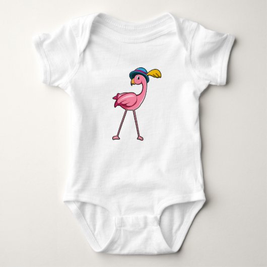Flamingo mit Hat & Feather Baby Strampler (Vorderseite)