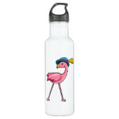 Flamingo mit Hat & Feather Edelstahlflasche (Vorderseite)