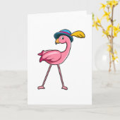 Flamingo mit Hat & Feather Karte (Gelbe Blume)