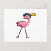 Flamingo mit Hat & Feather Postkarte (Vorderseite)