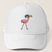 Flamingo mit Hat & Feather Truckerkappe (Vorderseite)