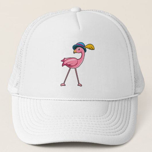 Flamingo mit Hat & Feather Truckerkappe (Vorderseite)