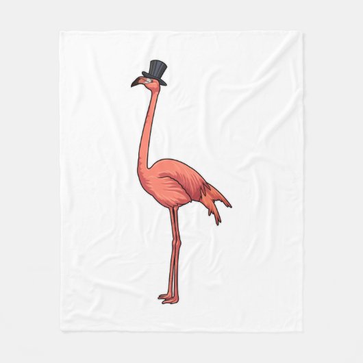 Flamingo mit Hat Fleecedecke (Vorderseite)