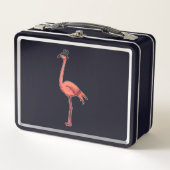 Flamingo mit Hat Metall Brotdose (Vorderseite)
