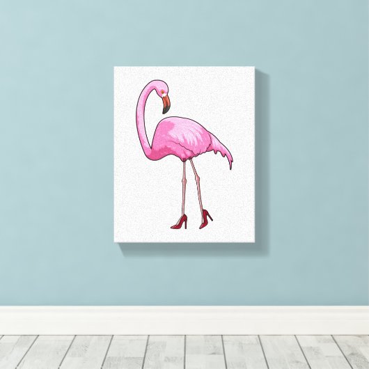 Flamingo mit hohen Absätzen Leinwanddruck (Insitu (Holzboden))