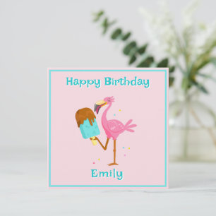 Flamingo mit Ice Lolly Karte