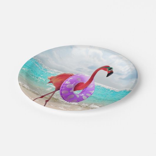 Flamingo mit innerer Tube Pappteller (Schrägansicht)