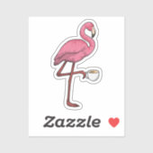 Flamingo mit Kaffee-Cup Aufkleber (Blatt)