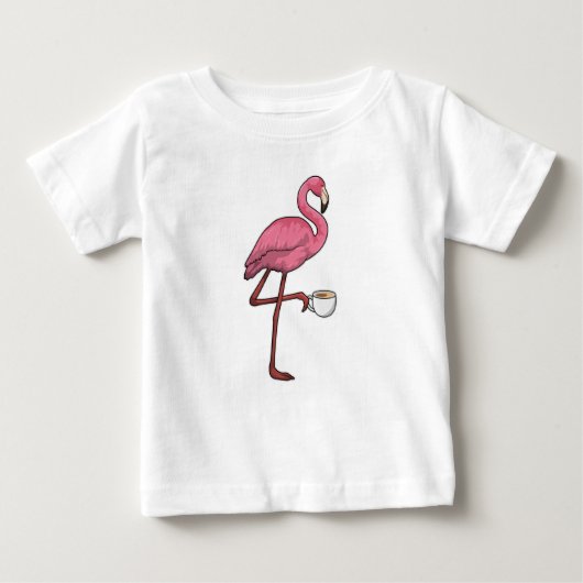 Flamingo mit Kaffee-Cup Baby T-shirt (Vorderseite)