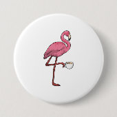 Flamingo mit Kaffee-Cup Button (Vorderseite)