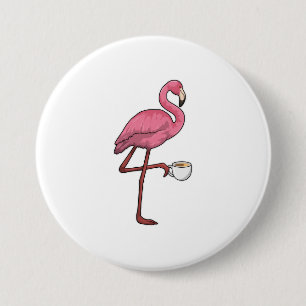 Flamingo mit Kaffee-Cup Button