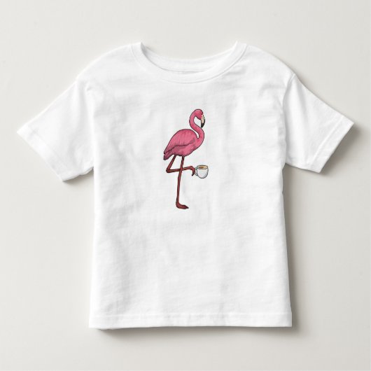 Flamingo mit Kaffee-Cup Kleinkind T-shirt (Vorderseite)