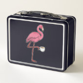 Flamingo mit Kaffee-Cup Metall Brotdose (Rückseite)