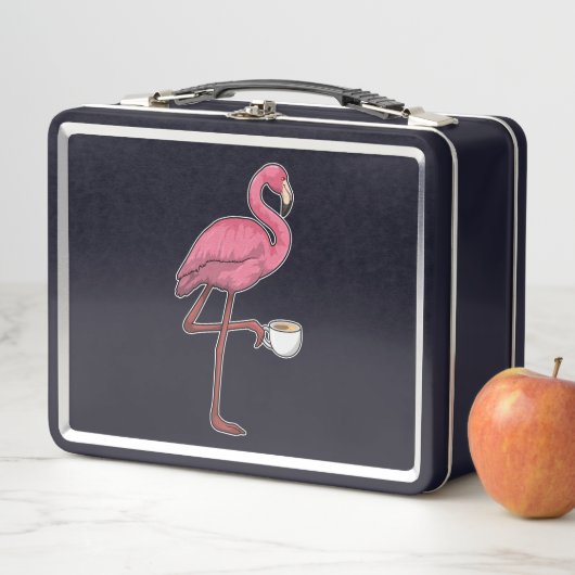 Flamingo mit Kaffee-Cup Metall Brotdose (Beispiel)