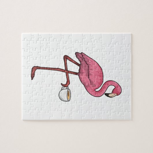 Flamingo mit Kaffee-Cup Puzzle (Horizontal)