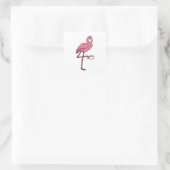 Flamingo mit Kaffee-Cup Quadratischer Aufkleber (Tasche)