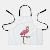 Flamingo mit Kaffee-Cup Schürze (Vorderseite)