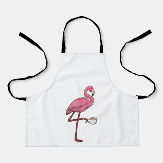 Flamingo mit Kaffee-Cup Schürze (Vorderseite)