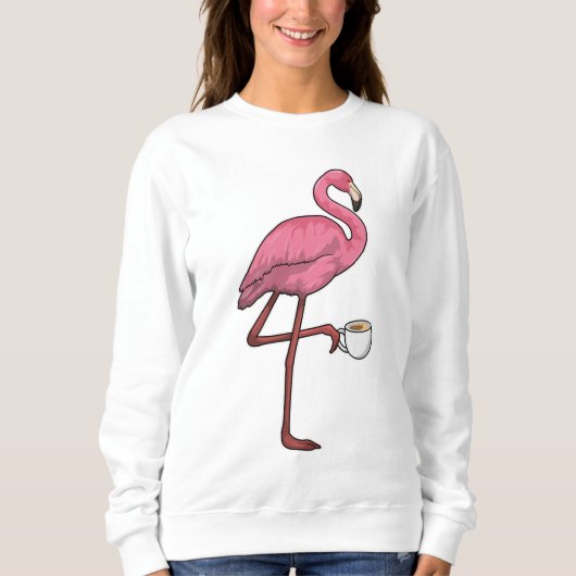 Flamingo mit Kaffee-Cup Sweatshirt (Vorderseite)