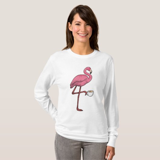 Flamingo mit Kaffee-Cup T-Shirt (Vorne ganz)