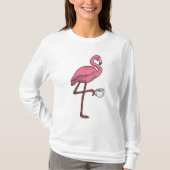 Flamingo mit Kaffee-Cup T-Shirt (Vorderseite)