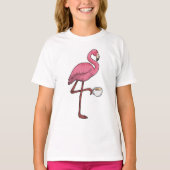 Flamingo mit Kaffee-Cup T-Shirt (Vorderseite)