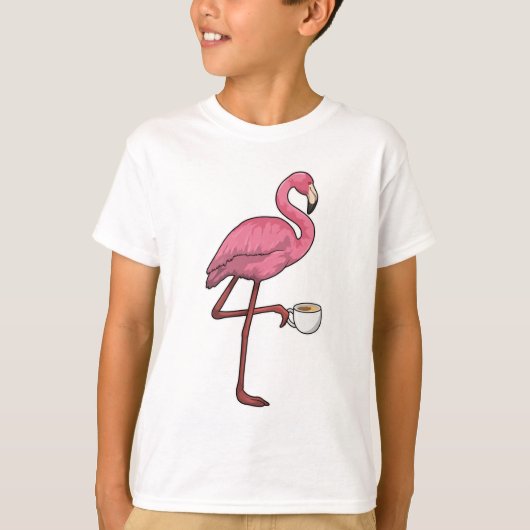 Flamingo mit Kaffee-Cup T-Shirt (Vorderseite)