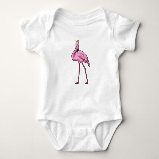 Flamingo mit Krone Baby Strampler (Vorderseite)