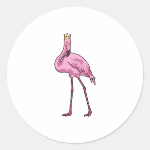 Flamingo mit Krone Runder Aufkleber