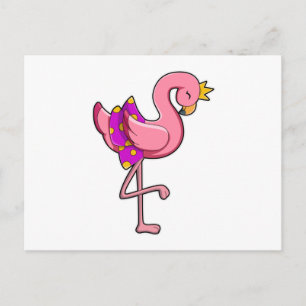 Flamingo mit Krone und Rock Postkarte